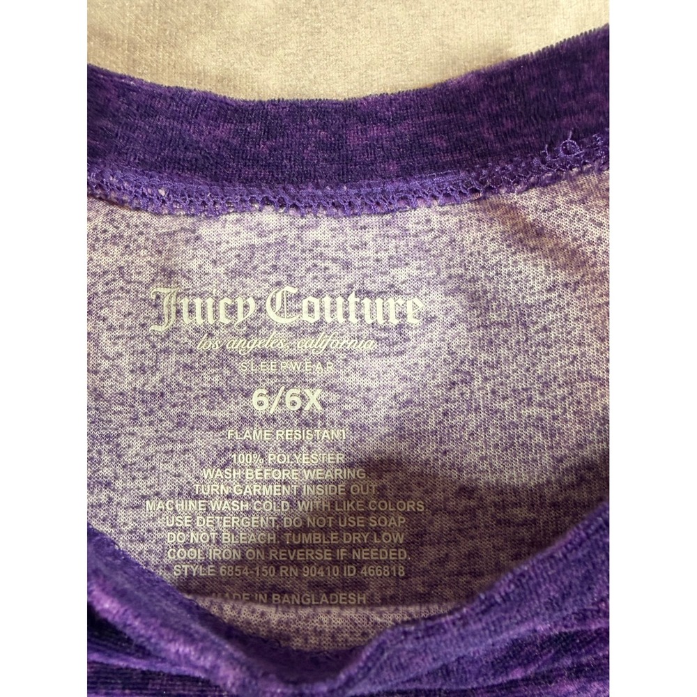 Juicy Couture Girls Purple Space Dye Crown Graphic Long Sleeve Pajama Top 6/6X - Picture 3 of 4